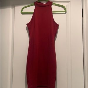 Deep Red Bodycon Dress with Halter Top